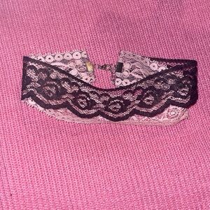 Elegant Black and Pink Lace Choker